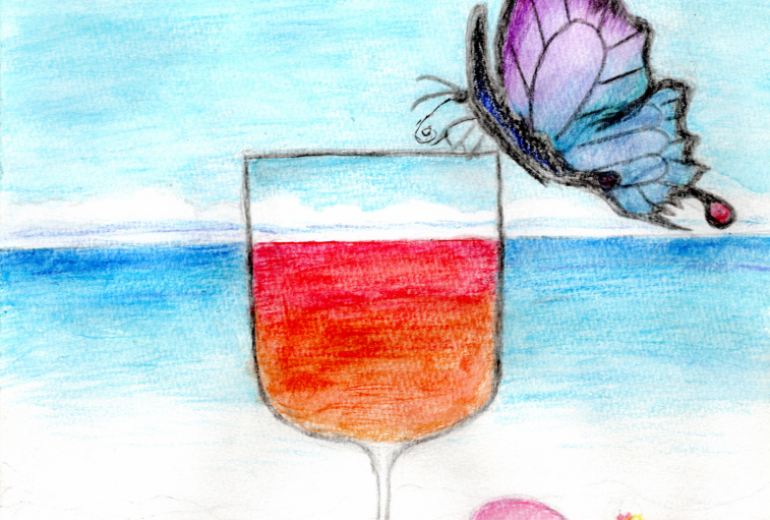 蝶と海辺のCafeテラス