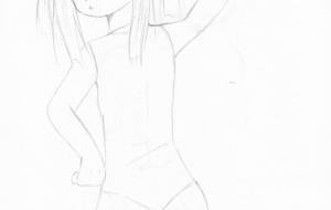 シャーペンイラスト9 水着の女の子 背面 - 社容尊悟