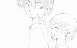 ほっぺた つん! シャーペンイラスト - 社容尊悟