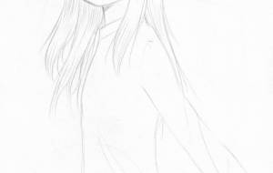 こっちを向く女の人 シャーペンイラスト - 社容尊悟