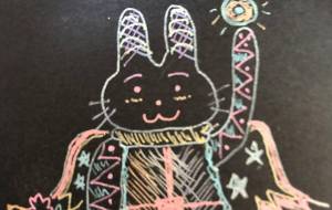 喜ぶブラックラビット - 水谷裕元