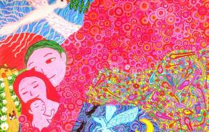 赤い花の父と抱擁 - 八木ひでとも