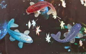 紅葉と鯉 - 宇宙くらげ