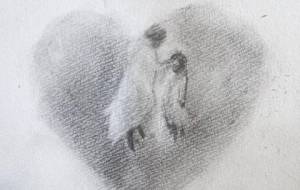 僕と母さん、いのかわず落選画家作品 - 真鍋哲地