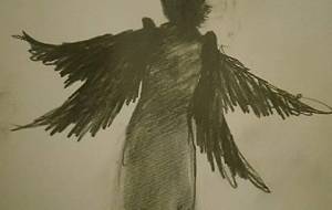 二ツ翼鬼神鳥(写実デッサン作品)ホルス神イメージ - 真鍋哲地