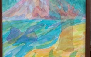 木と山のある風景 - 人魚