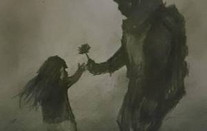 黒人兵士と少女、安らぎのひととき(民主主義の心から) - 真鍋哲地