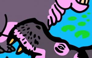 百獣ポストカード(ナイルカバ) - シマハイエナ