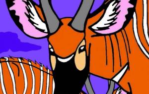 百獣ポストカード(ケニアボンゴ) - シマハイエナ