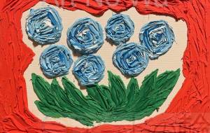 赤い背景と青いバラ - Eri