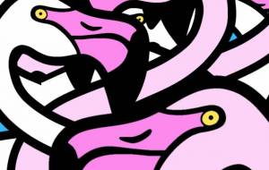 百獣ポストカード(ヨーロッパフラミンゴ) - シマハイエナ