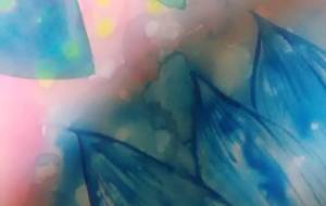 「蛍が舞う中の青い蓮」 - サオリ