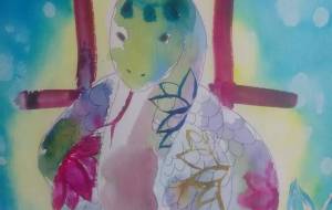 「白蛇の花手鞠」 - 【イベント】2025年巳年年賀状NSQ×障がい者アート協会デザインコンテスト