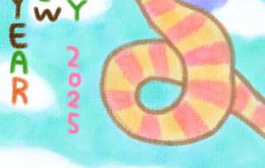 ハットをかぶったヘビ　年賀状 - 【イベント】2025年巳年年賀状NSQ×障がい者アート協会デザインコンテスト 