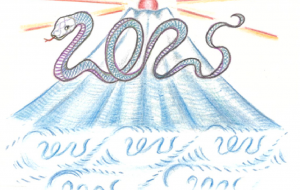 2025年富士山とヘビ - 【イベント】2025年巳年年賀状NSQ×障がい者アート協会デザインコンテスト