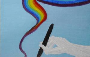 小説「筆と虹」のための表紙絵 - 大坪命樹