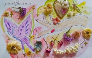 押し花レジンのハートと蝶々 - Flower stone kaila