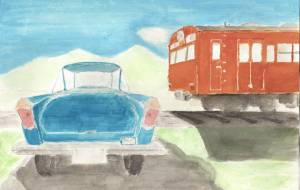 古の車と電車 - のん