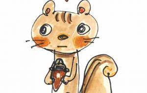 どんぐりを持つリス - 空叶論