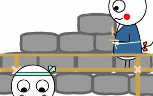 お城の外壁作り中ぷにちゃん - しずく