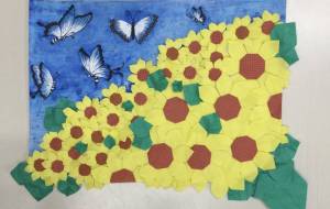 青い蝶とひまわり - 赤﨑ゆみ子