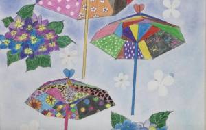 傘と紫陽花 - 赤﨑ゆみ子