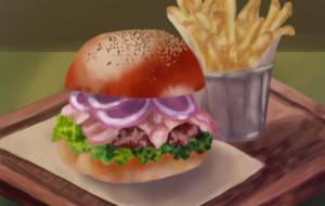 ハンバーガーとポテト - うりゆうこ