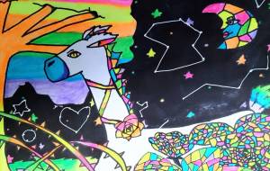 星空に輝く蛍光馬 - ましゅまろまかろん