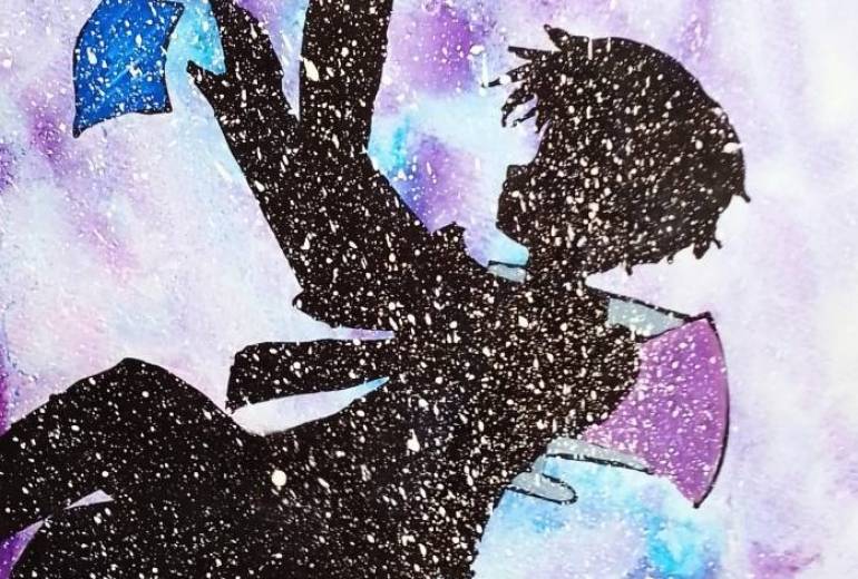 星空の降り注ぐ空を落ちる中で