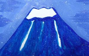 粉雪舞う夜の富士山 - ジル