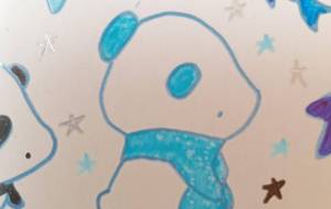 濃水色白パンダ横向き - ぺりどっとらいと