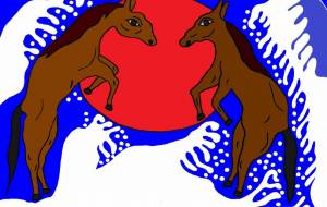 初日の出の荒海と馬 - 工房はんど shigeru