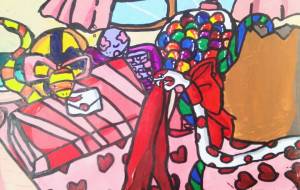 プレゼントのラッピングを手伝うカラフル蛇 - ましゅまろまかろん