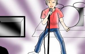 リハ中の歌手 - 金垣魯文