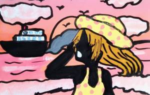 夕日の海を眺めて - ましゅまろまかろん