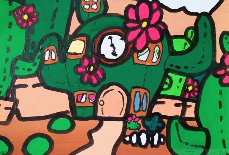 砂漠の上のサボテンハウス