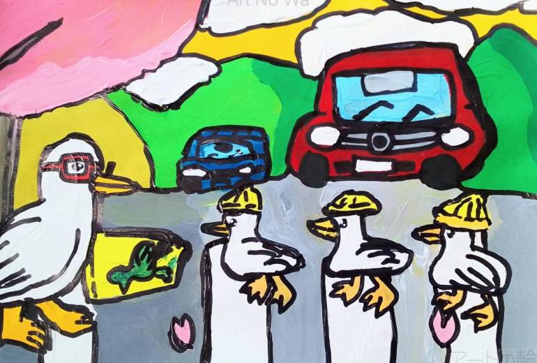 アヒル達の交通安全教室