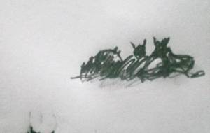 ハイエナ達に食べられる母牛を見る、子牛 - 真鍋哲地