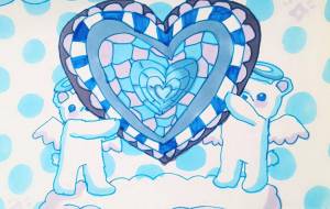 しろくまエンジェルからの青いハートの贈り物 - ましゅまろまかろん