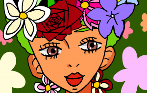 お花いっぱいアフロ - ましゅまろまかろん