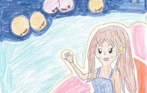 夜のシャボン玉を観ているプリンセス - ねむねむちゃん