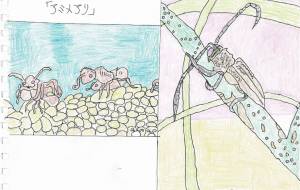 アミメアリとクワカミキリ - 虫太郎