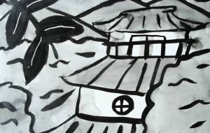 森林の中の天守閣の城 - ましゅまろまかろん