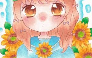 ひまわりと水色 - 風船マナミ