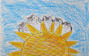 ひまわりとフクロウ - KAZUO