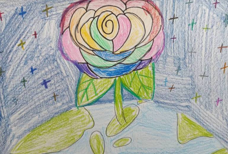 地球に咲く虹色のバラ