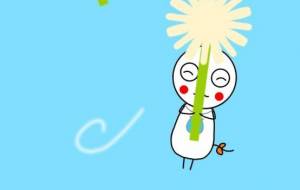 たんぽぽのわたげに乗って楽しいなぷにちゃん - しずく