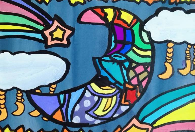 夜空の三日月カラフルパレード