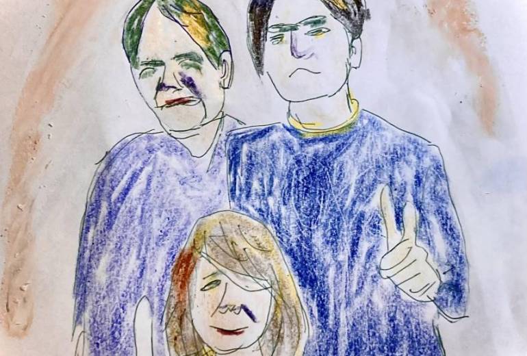 誕生日の妻と三男