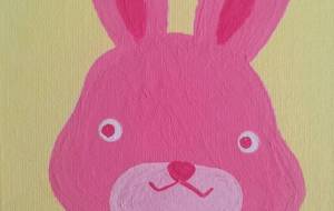 ピンクのウサギさん - 葉